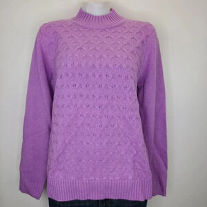 Sag Harbor Purple Lavendar Lilac Mock Neck Cable Knit Sweater Grandmacore Medium